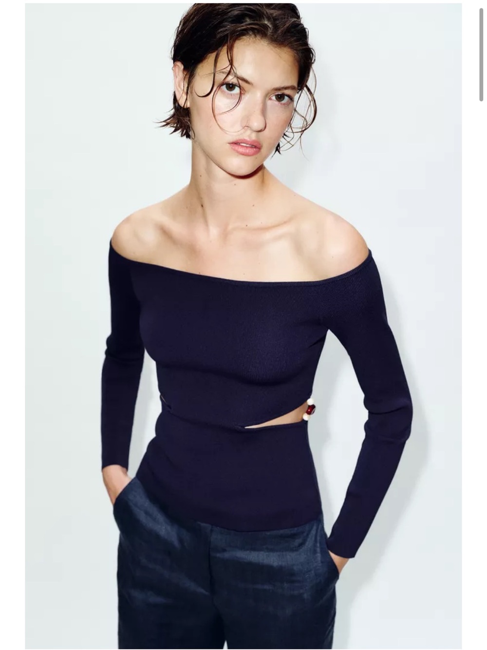 Zara beaded cut out top. Fits S.